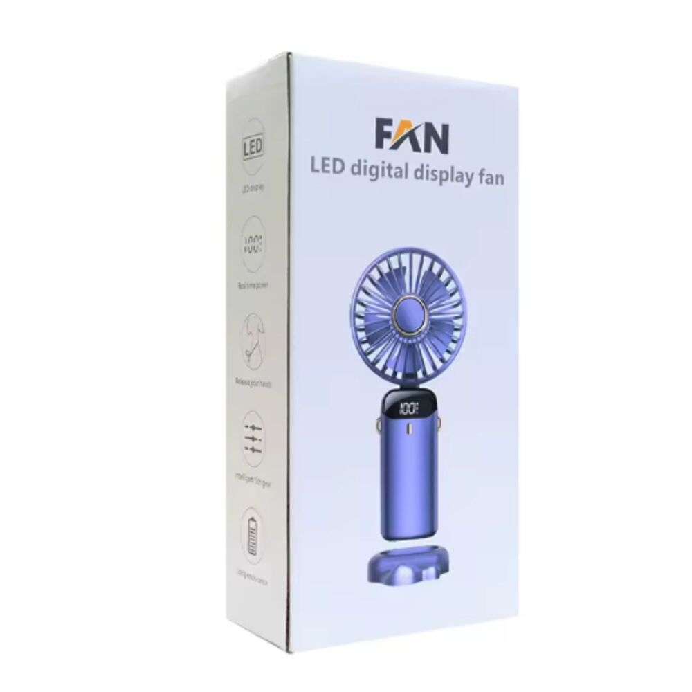 VEWO Handheld Fan 5 Speeds Portable Desk Fan USB Power Display Purple